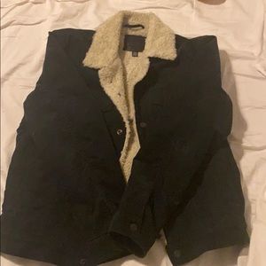 Lucky Brand black corduroy fleece lined jacket